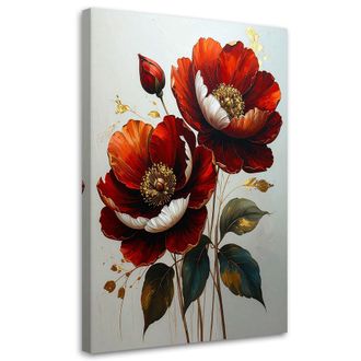 Feeby Impresi&oacute;n De Imagen Amapolas Rojas Con Hojas Oscuras Sobre Fondo Claro 80x120