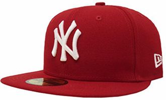 New Era Los Angeles Dodgers 59Fifty Fitted Hat, Adult, Black/White, Scarlet, 8