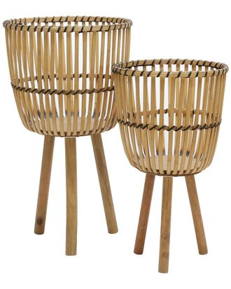 Sagebrook Home Wicker Footed Planter Set