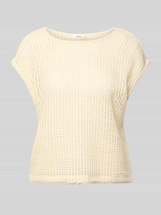 s.Oliver Red Label Relaxed Fit T-Shirt aus H&auml;kelspitze in Ecru, Gr&ouml;&szlig;e 34