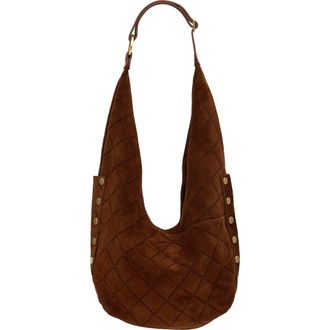 Hammitt Tom Zip Hobo Bag in Chocolate Diamond Suede/gold at Nordstrom