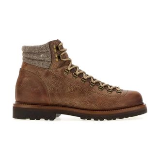 Brunello Cucinelli Brunello Cucinelli, Lace-up Boots, male, Brown, Size: 12 US Leather Ankle Boots