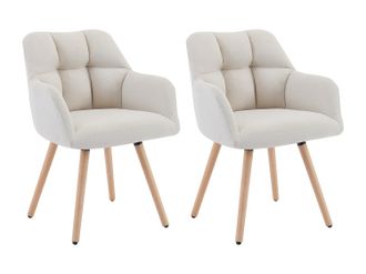 Pascal Morabito Conjunto de 2 sillas con reposabrazos - Tela y madera de haya - Beige - PEGA de Pascal MORABITO