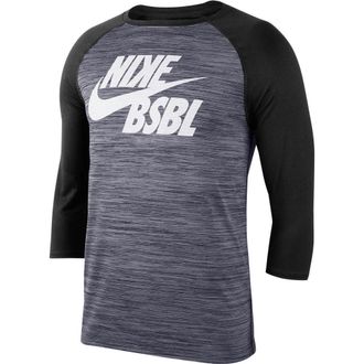 Nike Velocity Legend Baseball T-Shirt Mens Gray Black 3/4 Sleeve DSGL895