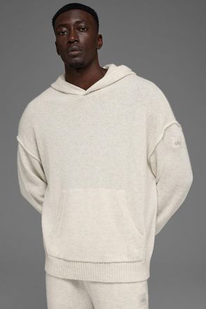 Alo | Wool Cashmere New Class Hoodie in Bone Heather, Size: Medium