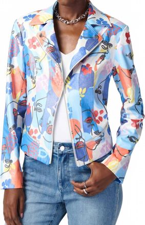 Joseph Ribkoff Floral Print Jacket In Blue Multi