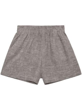 Anine Bing check-print linen shorts - Neutrals