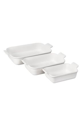 LE CREUSET The Heritage Set of 3 Rectangular Baking Dishes in White at Nordstrom