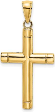 Diamond2Deal 14k Yellow Gold Tubular Cross Charm Pendant