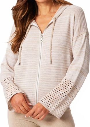 French Kyss Zip Hoodie Cardigan In Beige