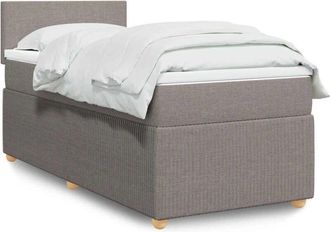 vidaXL Cama Box Spring Con Colch&oacute;n Tela Gris Taupe 90x190 Cm Vidaxl