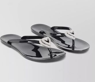 Mach & Mach double heart rubber thong flat flip flops