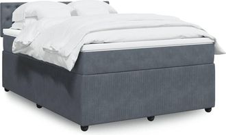 vidaXL Vidaxl - Cama Box Spring Con Colch&oacute;n Terciopelo Gris Oscuro 160x200 Cm