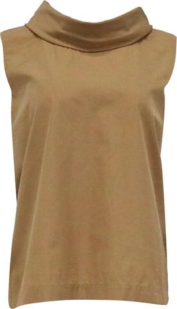 The Row Galya Draped Poplin Top in Tan Cotton