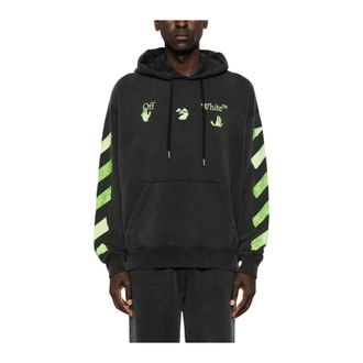 Off-white Hoodies & sweatvesten, Heren, Zwart, XL, Katoen, Diagonal Stripe Hoodie