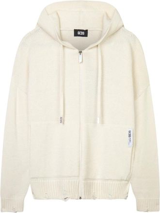 GCDS Felpa con cappuccio a coste - - Knitwear - Donna - Beige - 2XS