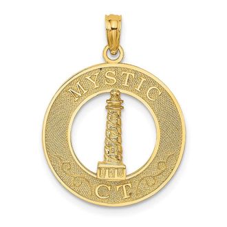 Diamond2Deal 14k Yellow Gold MYSTIC CT Lighthouse Charm Pendant