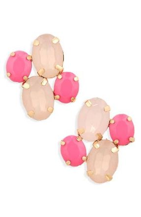 Cara Crystal Cluster Stud Earrings in Fuchsia/Multi at Nordstrom Rack