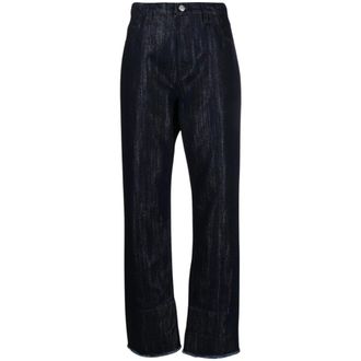 Victoria Beckham Straight Trousers, female, Blue, Size: W28 Victoria Beckham Jeans