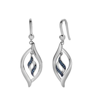 LuvMyJewelry Aurelia Sterling Silver 0.10 Ct Diamond Dangle Earrings