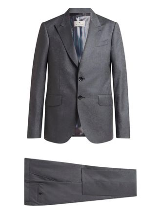 Etro floral paisley single-breasted suit - men - Wool - 56 - Grey