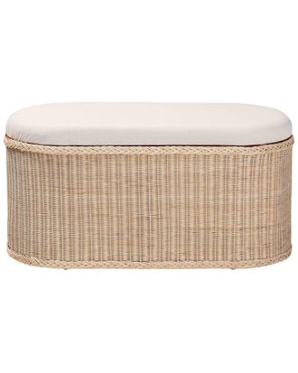 Baxton Studio Barid Braided Rattan Storage Bench With Cushioned Lift-Top Lid