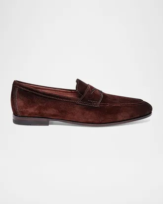 Santoni Men & apos;s Carlos Suede Penny Loafers