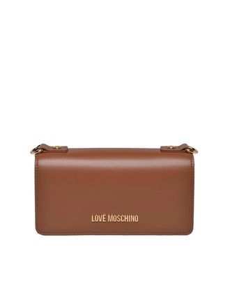 Love Moschino Compartments Shoulder Bag With Metallic Logo And Charm