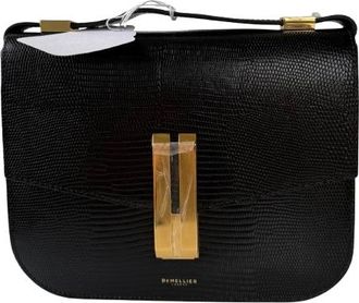 DeMellier Black Faux Lizard Shoulder Bag Size 38