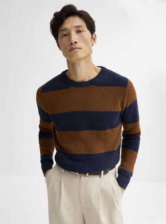 Le 31 Mens Club-stripe rib-knit sweater