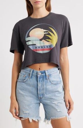 Hurley Society Island Boxy Crop Cotton T-Shirt in Off Black at Nordstrom Rack, Size X-Small