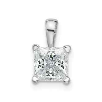 Diamond2Deal 14k White Gold 1 Ct Princess Cut Lab Grown Diamond Pendant