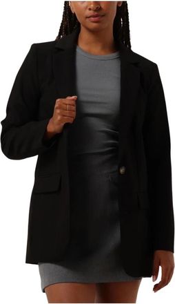 Object Zwarte Blazer met Lange Mouwen - Dames - Blazers - Zwart - XL - Katoen - Jassen