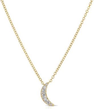 EF Collection Pav&eacute; Diamond Crescent Choker Necklace in 14K Yellow Gold at Nordstrom
