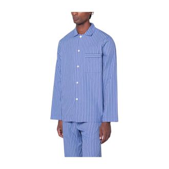 Tekla Casual Shirts, male, Blue, Size: S Poplin Pyjama Shirt