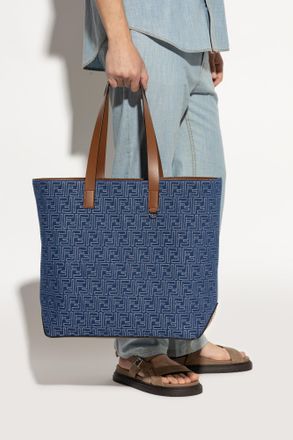 Fendi Shopper Bag FF Medium, Mens, Blue