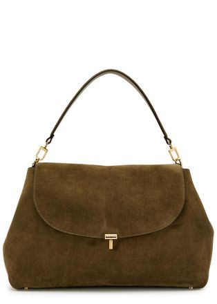 Toteme T-lock Suede top Handle bag - Taupe - One Size