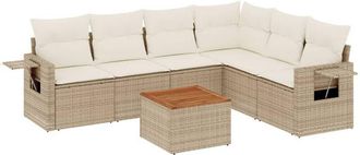 vidaXL Set Sof&aacute;s De Jard&iacute;n 7 Piezas Y Cojines Rat&aacute;n Sint&eacute;tico Beige Vidaxl