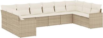 vidaXL Juego De Sof&aacute;s Jard&iacute;n Con Cojines Beige 10 Pzas Rat&aacute;n Sint&eacute;tico Vidaxl