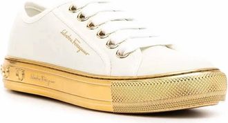 Ferragamo Womens Tully Gancini-Sole Sneakers In White
