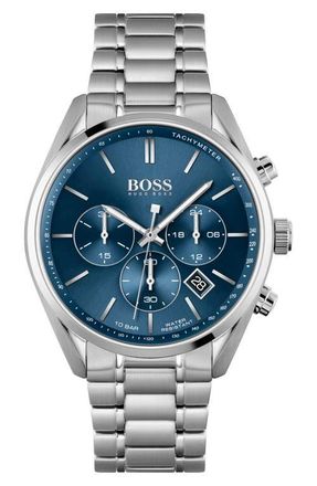 BOSS Champion Chronograph Bracelet Watch, 44mm in Silver at Nordstrom