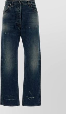 Prada distressed five-pocket denim trousers