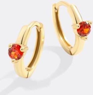 Mint & Lily Solitaire Birthstone Huggie Hoop Earrings in July Ruby at Nordstrom