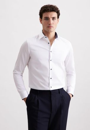 Seidensticker Businesshemd SEIDENSTICKER Schwarze Rose, Herren, Gr. XXL (45), verl&auml;ngerte &Auml;rmell&auml;ngen, wei&szlig;, 100% Baumwolle, unifarben, tailored fit, 2-Knopf-Mansch