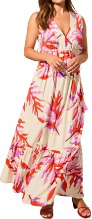 Tribal Drawcord Waist Maxi Dress In Orchid Sky