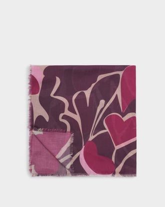 Katie Loxton Organic Heart Printed Scarf in Maroon And Cherry at Nordstrom