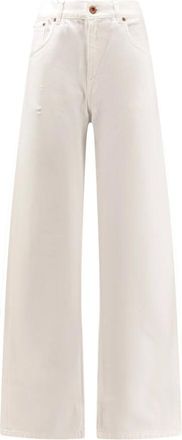 Aspesi Wide Jeans, female, White, W30, White Jeans with Button Closure