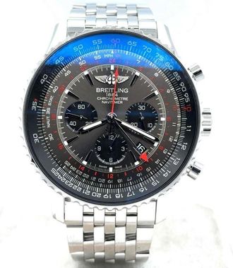 Breitling Pre-owned Breitling Navitimer 1 Chronograph Stratos Gray Dial Mens Watch AB03102A1F1A1