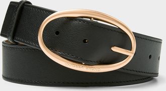 Vanessa Bruno Womens Brushed copper oval buckle leather belt