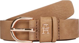 Tommy Hilfiger Lederg&uuml;rtel TOMMY HILFIGER ESSENTIAL EFFORTLESS 2.5 cm breit NUBUCK, Damen, Gr. 70, beige (safari canvas), Rindsleder, unifarben, G&uuml;rtel Lederg&uuml;rtel, 